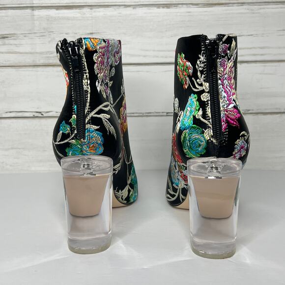 Privileged Audra Black Floral Ankle Bootie Heels Shoe Size 10 - Picture 9 of 10